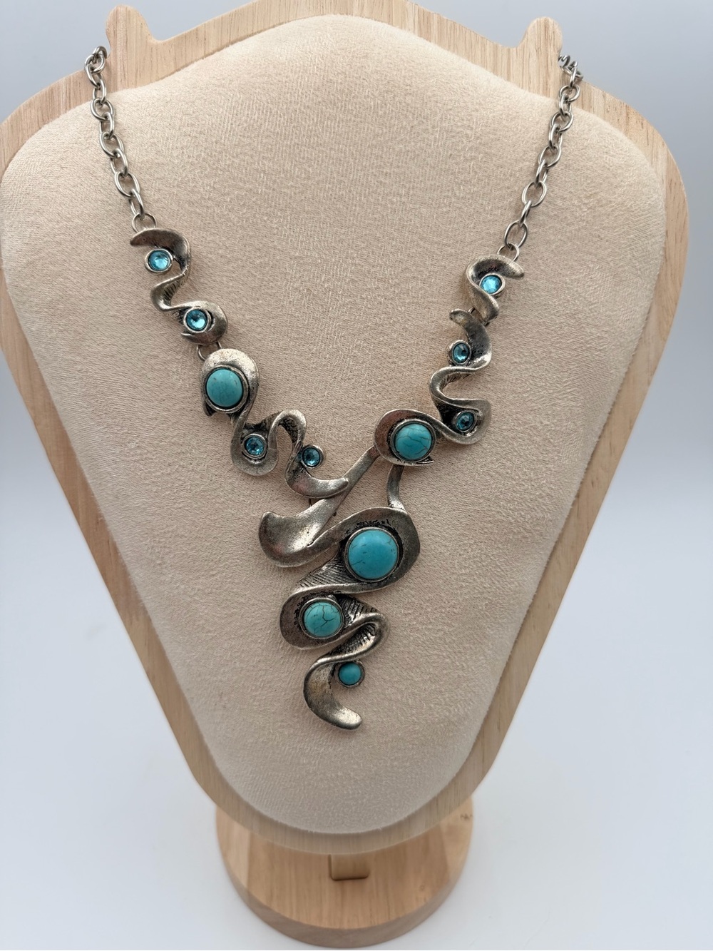 Turquoise Swirl Statement Necklace